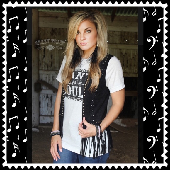 Crazy Train Tops - Personal NWOT Short Black Fringe Vest for Evanz01